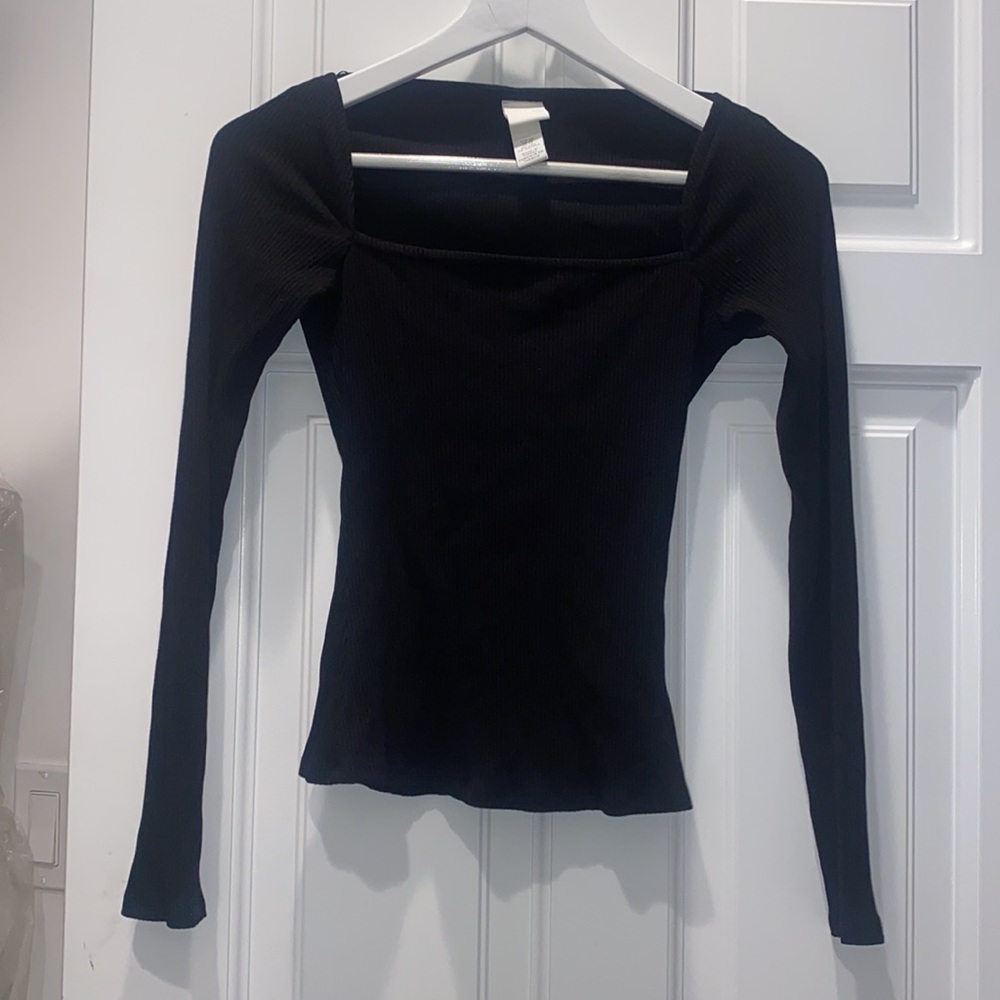 NWOT H&M Square Neck Ribbed Long Sleeve Top